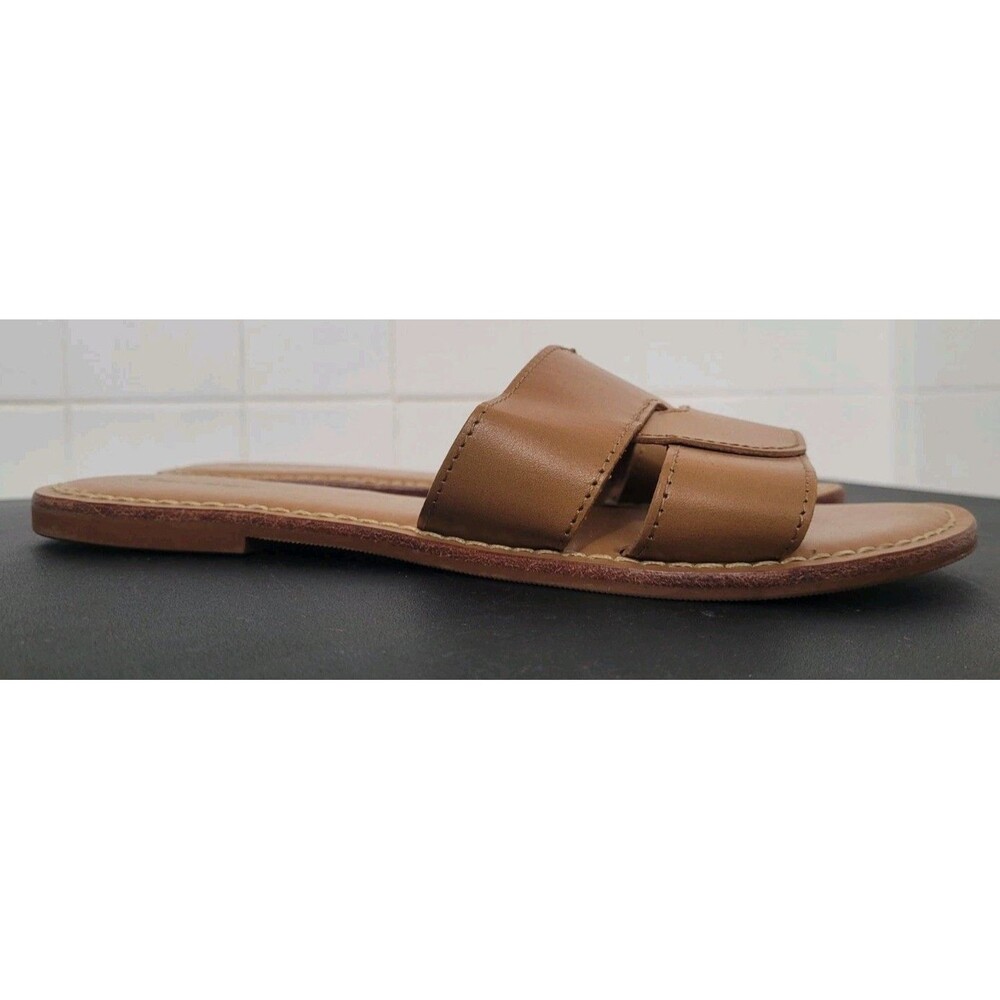 Soludos Shea Interlocking Leather Slide Tan Sandals Size 8.5 NWOB Minimalist - Picture 4 of 10